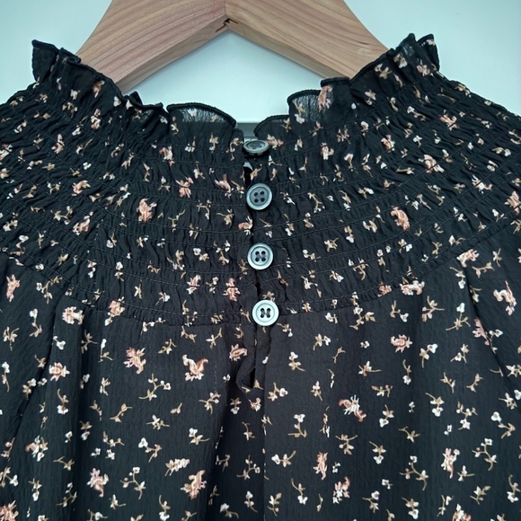 Madewell Smocked-Neck Ruffle Top In Stem Scatter, Small - Picture 4 of 6